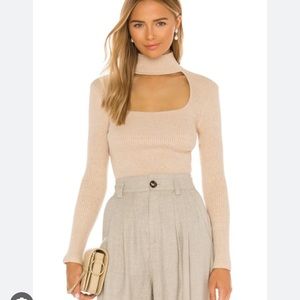 Jonathan Simkhai 
JANESSA RECYCLED CUTOUT SQUARENECK SWEATER IN OATMEAL